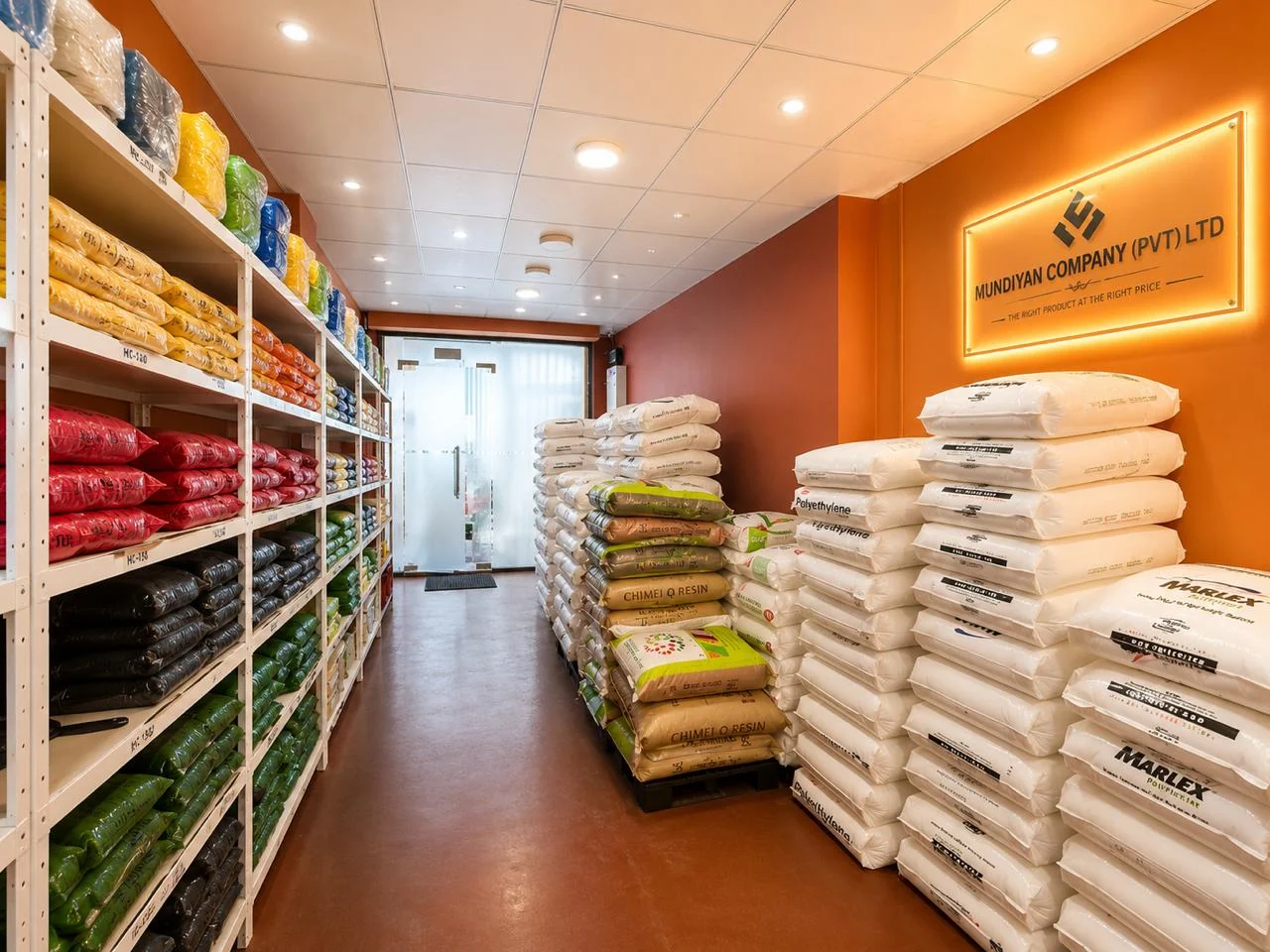 Mundiyan Company's stocked raw material showroom